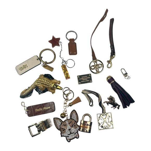 Vintage & Designer 15-Piece Keychain Lot Metals, Charms, Tassels, Novelty Styles - Picture 1 of 7